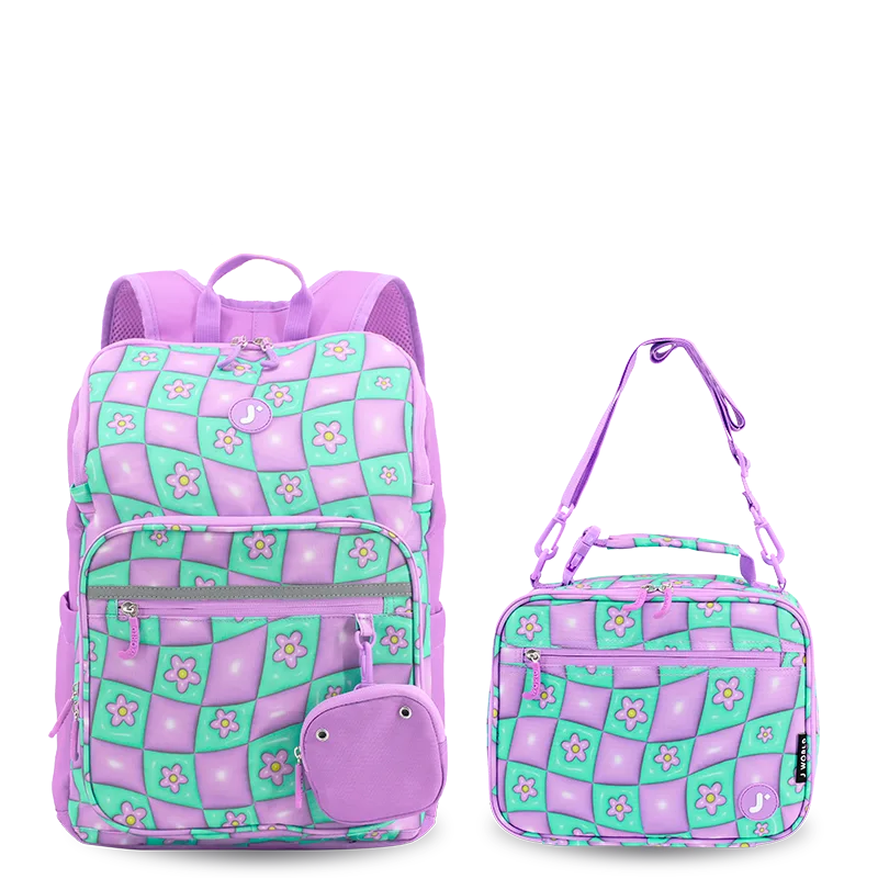Junior Backpack With Lunch Box For School in Puffy Flower - JWorldstore