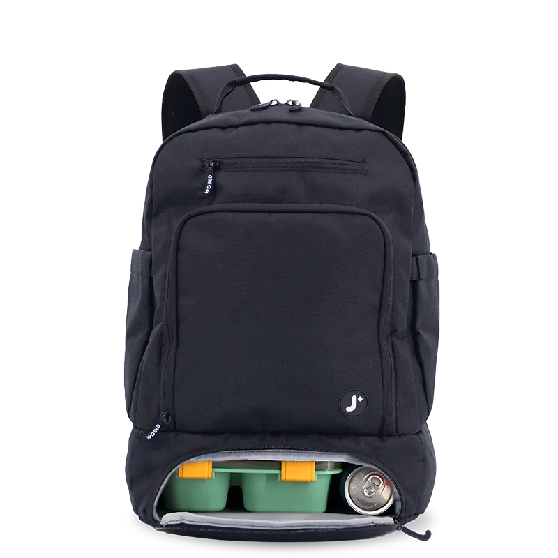 Packmate 2 in 1 Backpack With Built-in Lunch Bag in Black - JWorldstore