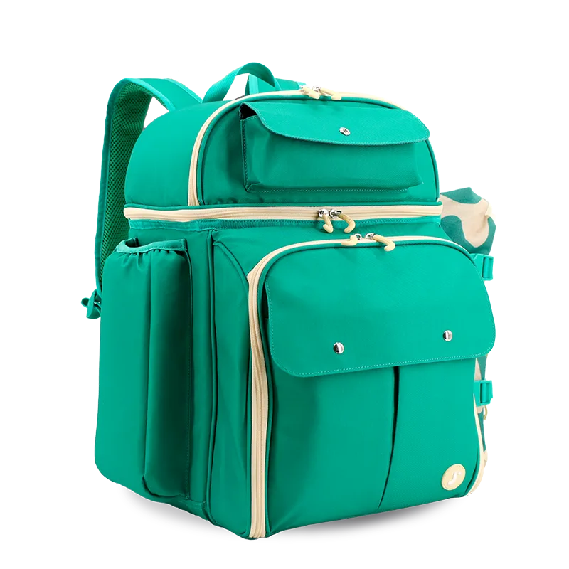 Picnic Backpack with Insulated Compartments & Picnic Mat in Green - JWorldstore