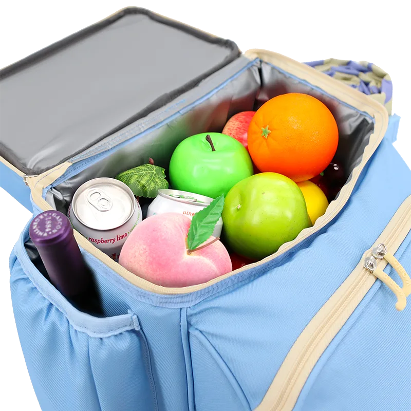 Picnic Backpack with Insulated Compartments & Picnic Mat in Sky Blue - JWorldstore