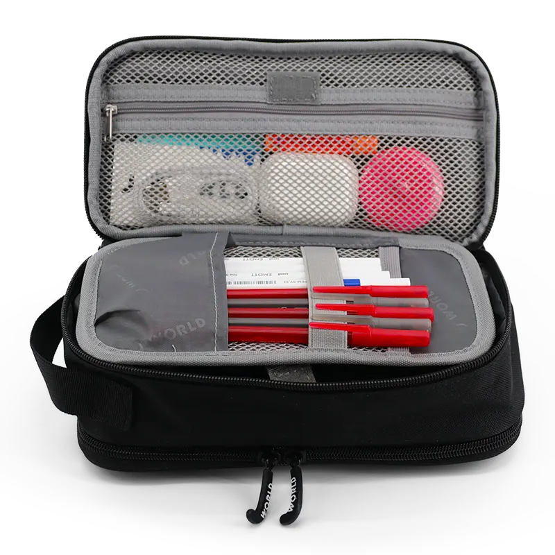 Doodle Pencil Case with Handle Strap in Black - JWorldstore