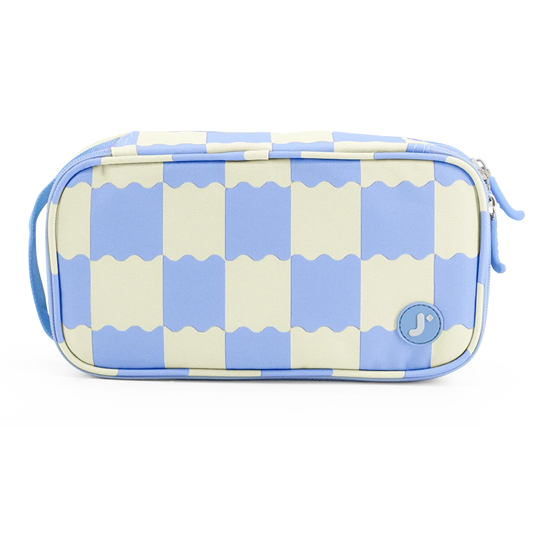 Doodle Pencil Case with Handle Strap in Wiggle Blue - JWorldstore
