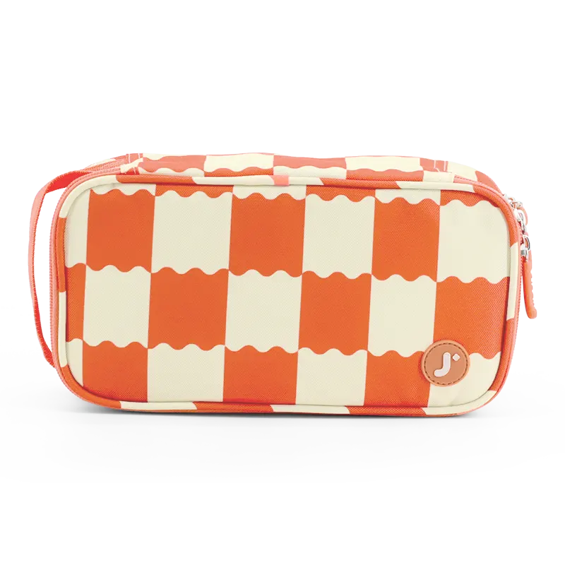 Doodle Pencil Case with Handle Strap in Wiggle Coral - JWorldstore