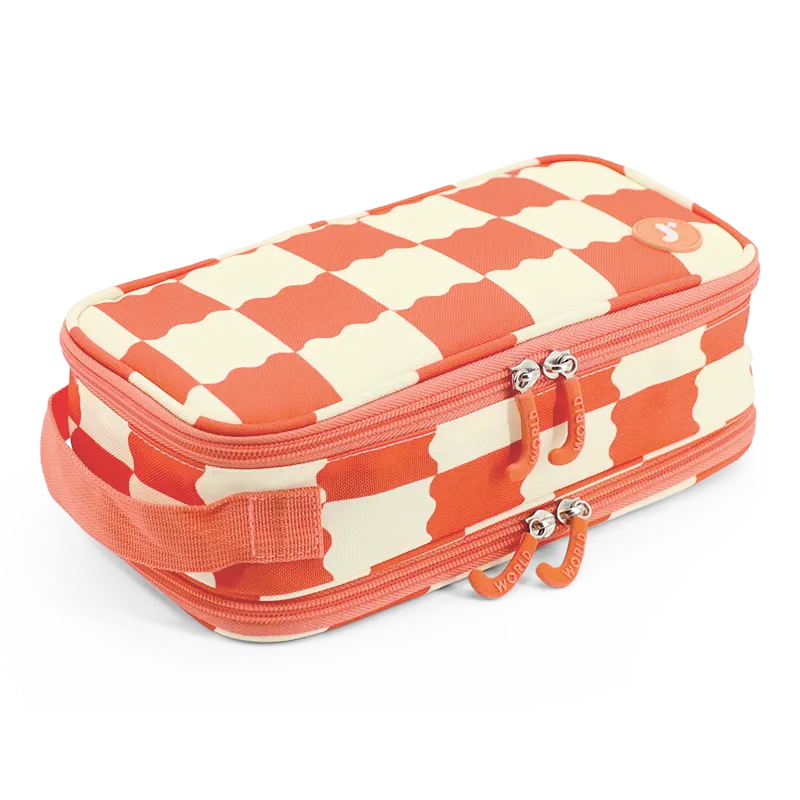 Doodle Pencil Case with Handle Strap in Wiggle Coral - JWorldstore