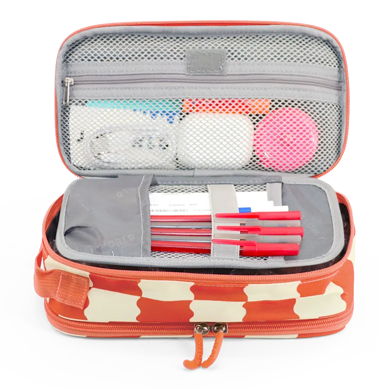 Doodle Pencil Case with Handle Strap in Wiggle Coral - JWorldstore