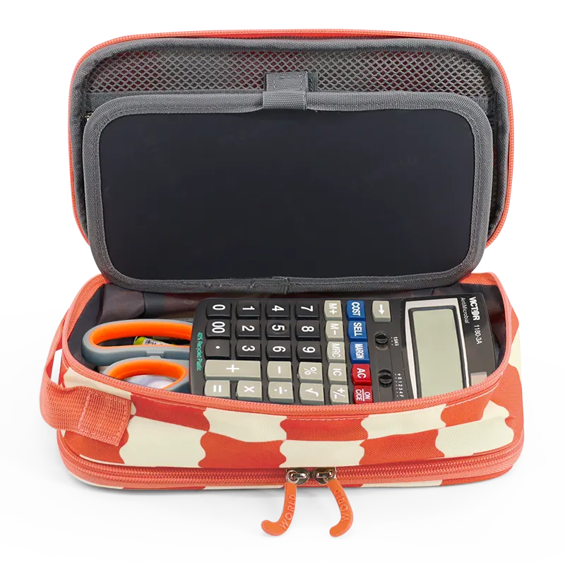 Doodle Pencil Case with Handle Strap in Wiggle Coral - JWorldstore