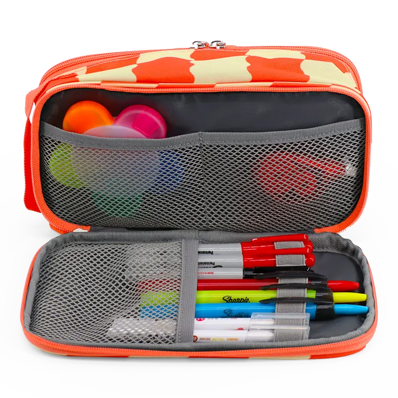 Doodle Pencil Case with Handle Strap in Wiggle Coral - JWorldstore