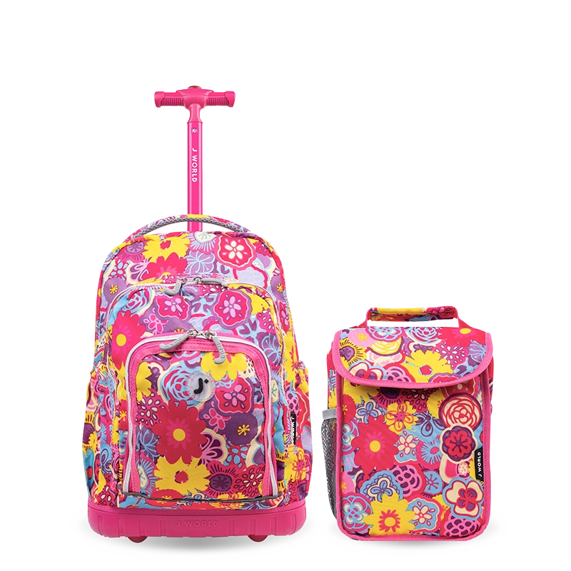 16 inch backpack kids J World Lollipop Poppy Pansy 16" Kids Rolling Backpack and Lunch Bag