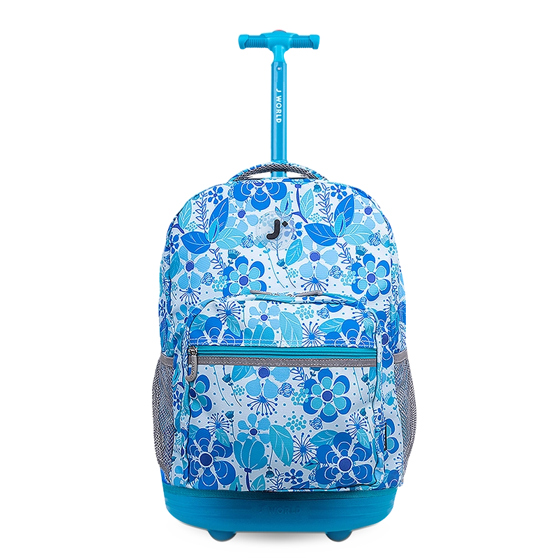 Sunrise Rolling Backpack (18 Inch) in Blue Vine - Main Image