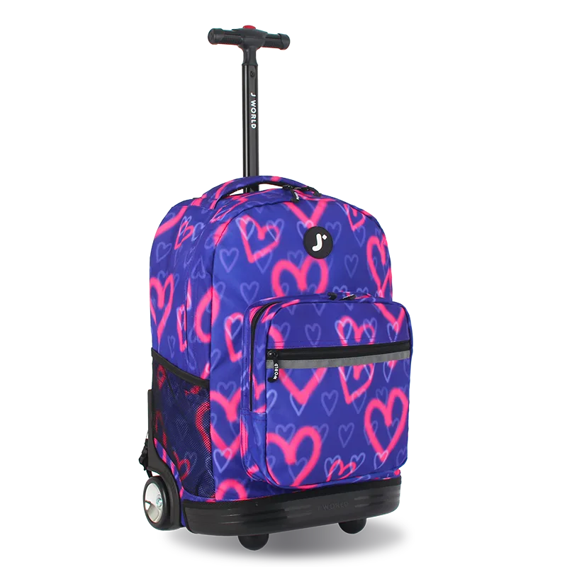 Sunrise Rolling Backpack (18 Inch) in Heart Spray - JWorldstore