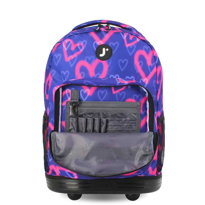 Sunrise Rolling Backpack (18 Inch) in Heart Spray - JWorldstore