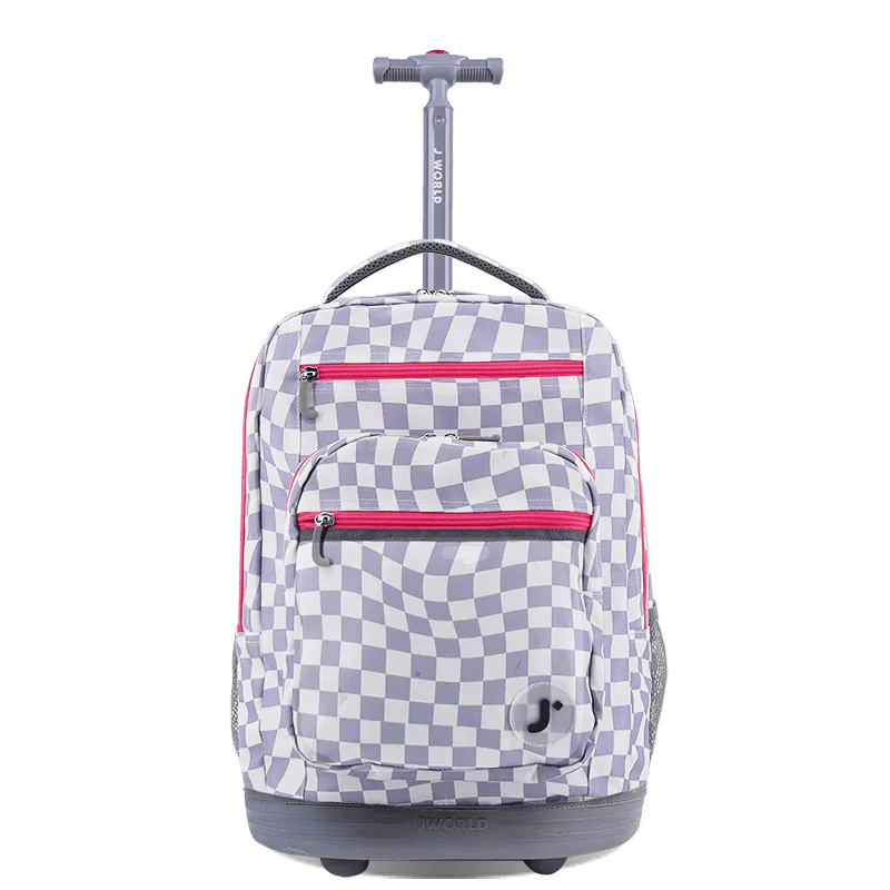 Sundance Laptop Rolling Backpack (20 Inch) in Lavender Checkers - JWorldstore