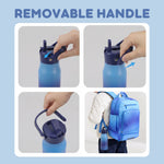 J WORLD Flowee 14oz insulated water bottle in blue gradient with a sleek design and secure lid for cold beverages