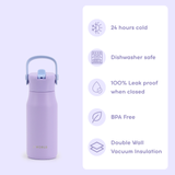 Flowee 14oz Insulated Water Bottle in Purple