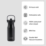 Flowee 14oz Insulated Water Bottle in Black