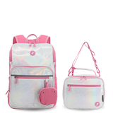 Junior Backpack With Lunch Box For School in Metallic Silver - JWorldstore
