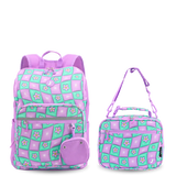 Junior Backpack With Lunch Box For School in Puffy Flower