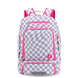 Packmate 2 in 1 Backpack With Built-in Lunch Bag in Lavender Checkers