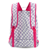 Packmate 2 in 1 Backpack With Built-in Lunch Bag in Lavender Checkers