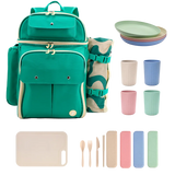 Picnic Backpack with Insulated Compartments & Picnic Mat in Green