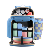 Picnic Backpack with Insulated Compartments & Picnic Mat in Sky Blue