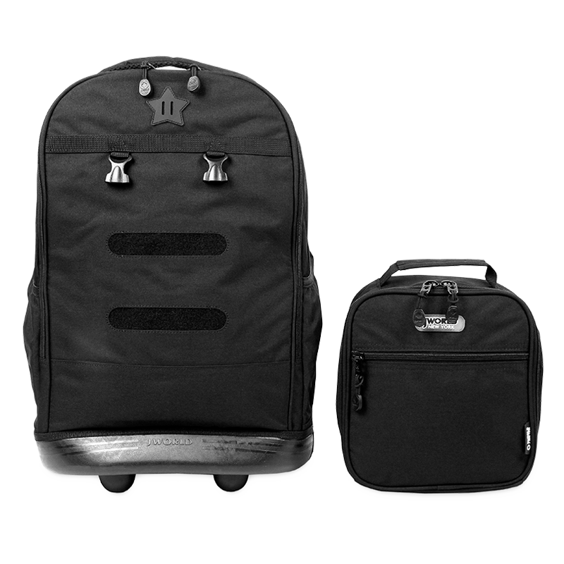 Duo Rolling Backpack With Detachable Lunch Box Set - 18 Inch in Black - Kids Duo Rolling Backpack With Detachable Lunch Box Set - 18 Inch in Black - Kids