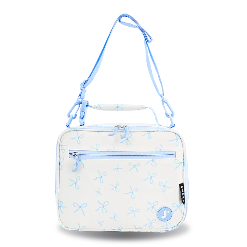 Cody Lunch Bag With Shoulder Strap in Blue Bows - JWorldstore