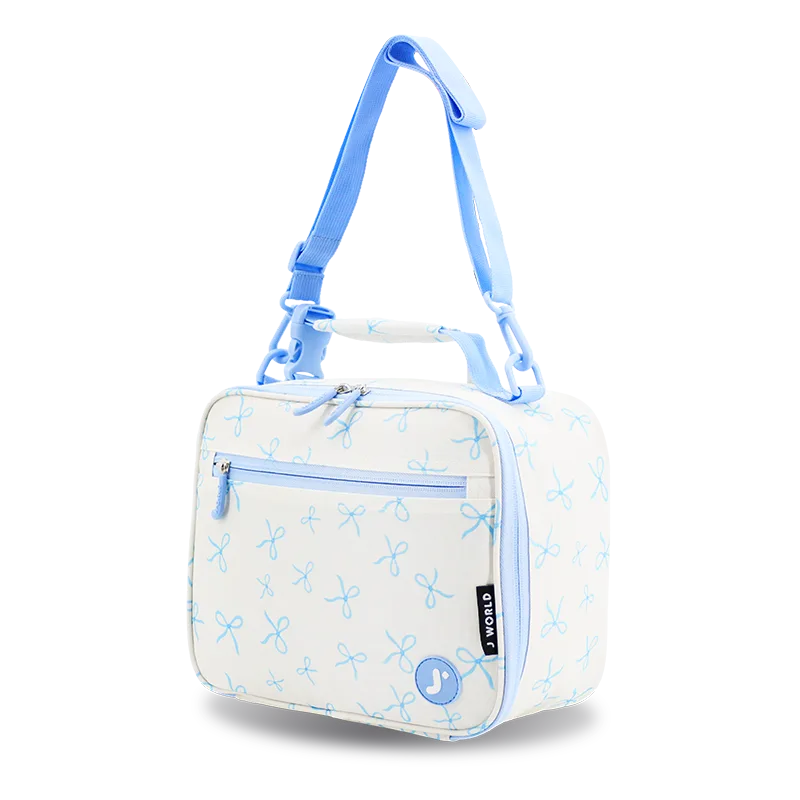 Cody Lunch Bag With Shoulder Strap in Blue Bows - JWorldstore