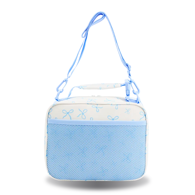 Cody Lunch Bag With Shoulder Strap in Blue Bows - JWorldstore