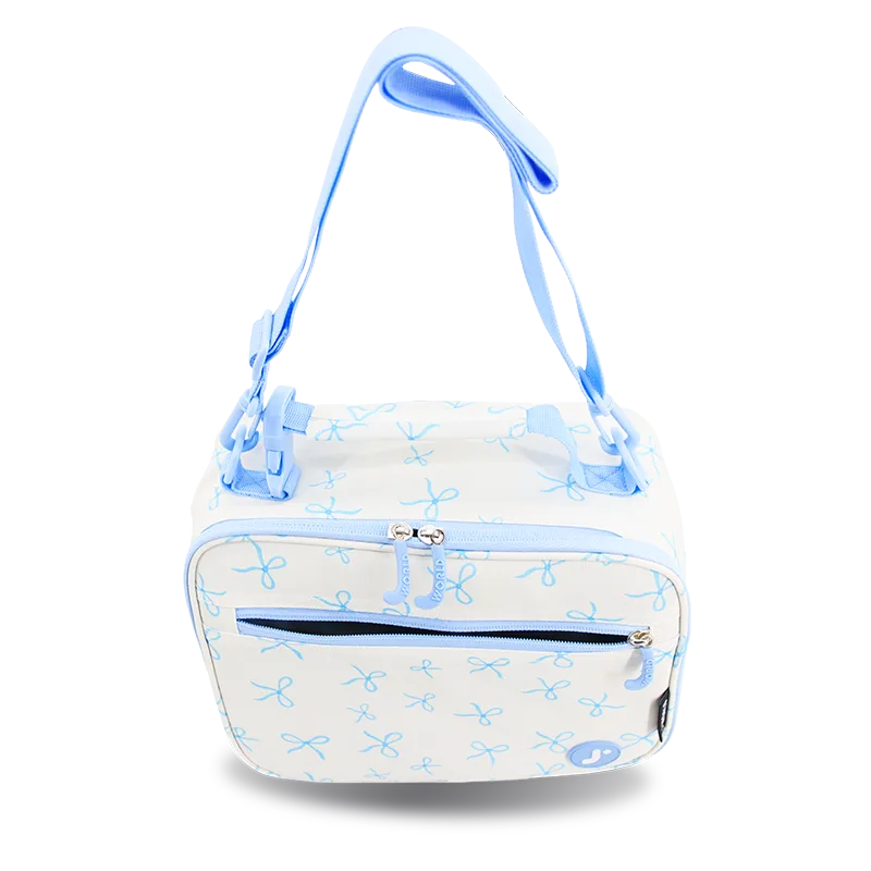 Cody Lunch Bag With Shoulder Strap in Blue Bows - JWorldstore