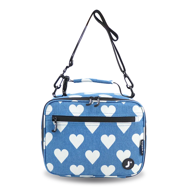 Cody Lunch Bag With Shoulder Strap in Denim Heart - JWorldstore