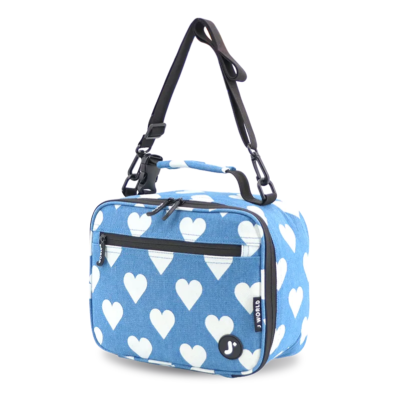 Cody Lunch Bag With Shoulder Strap in Denim Heart - JWorldstore
