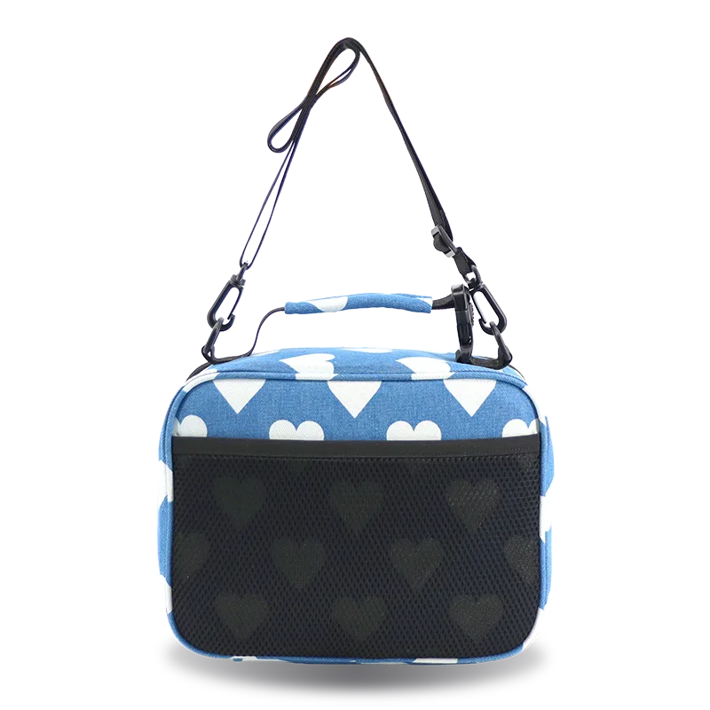 Cody Lunch Bag With Shoulder Strap in Denim Heart - JWorldstore