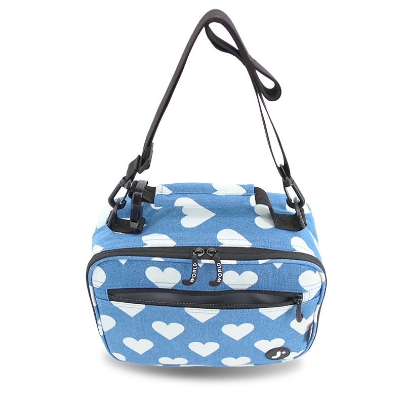 Cody Lunch Bag With Shoulder Strap in Denim Heart - JWorldstore
