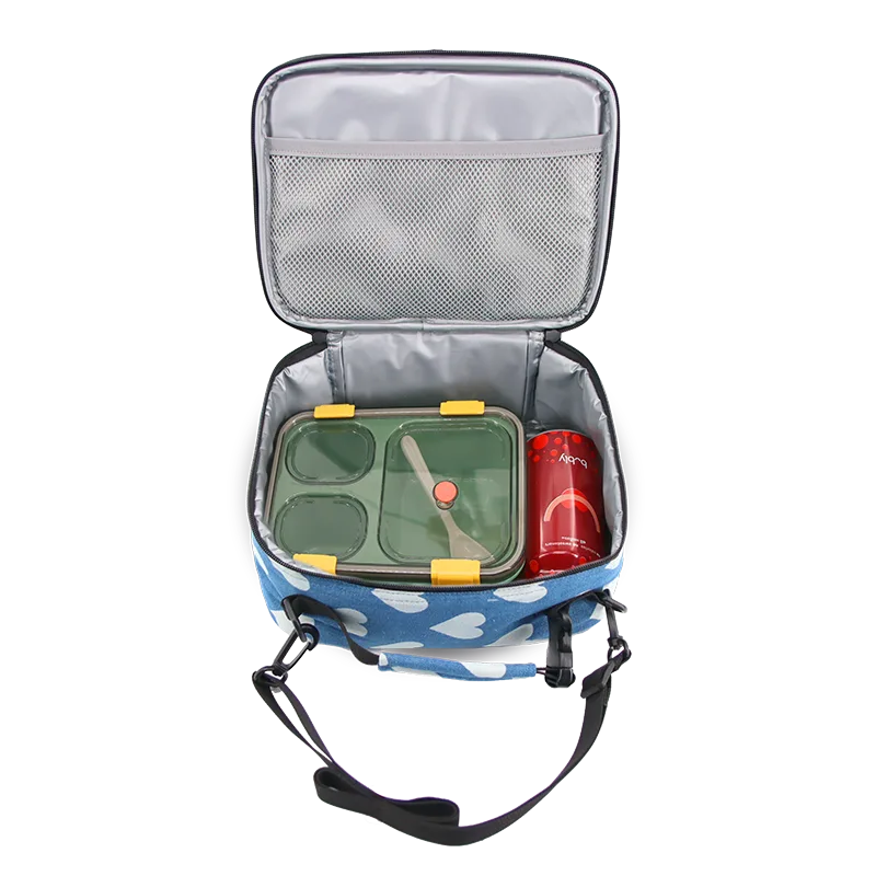 Cody Lunch Bag With Shoulder Strap in Denim Heart - JWorldstore