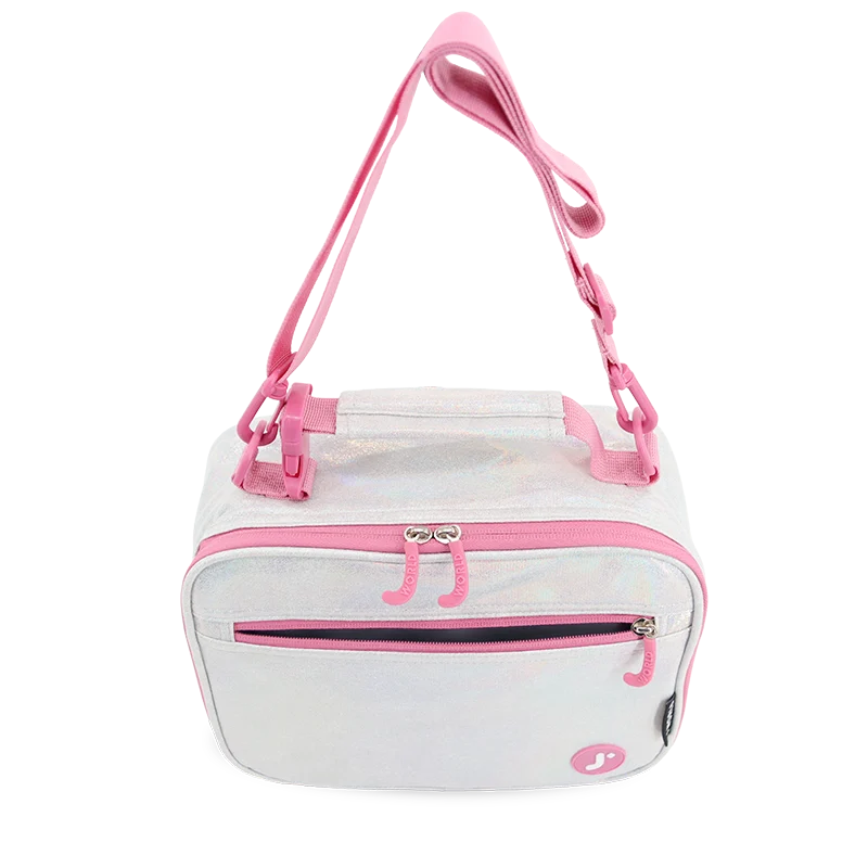 Cody Lunch Bag With Shoulder Strap in Metallic Silver - JWorldstore