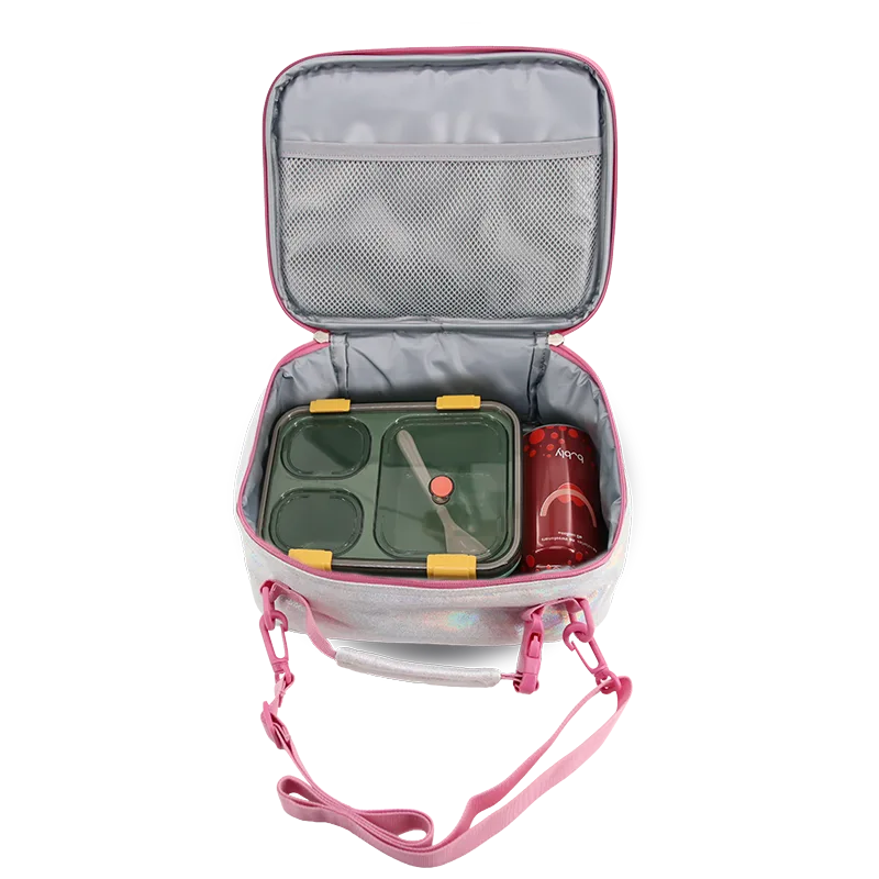 Cody Lunch Bag With Shoulder Strap in Metallic Silver - JWorldstore