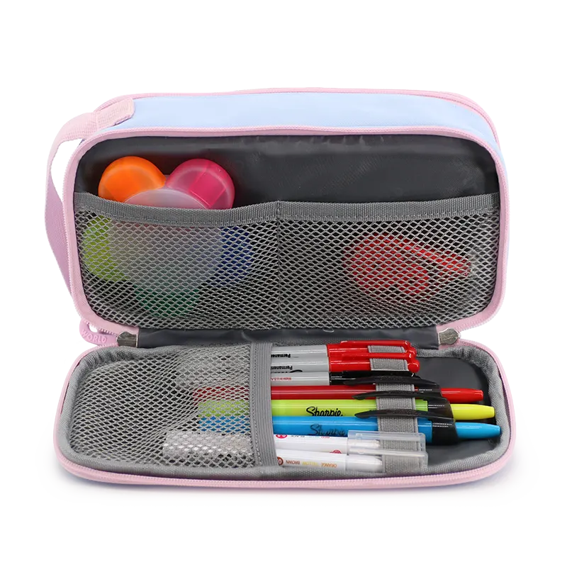 Doodle Pencil Case with Handle Strap in Baby Blue - JWorldstore