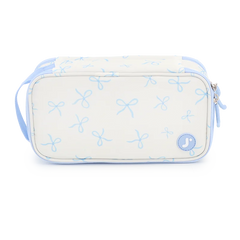 Doodle Pencil Case with Handle Strap in Blue Bows - JWorldstore