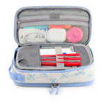 Doodle Pencil Case with Handle Strap in Blue Bows - JWorldstore