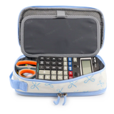 Doodle Pencil Case with Handle Strap in Blue Bows - JWorldstore