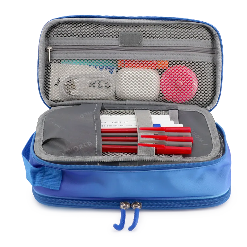 Doodle Pencil Case with Handle Strap in Blue Gradient - JWorldstore