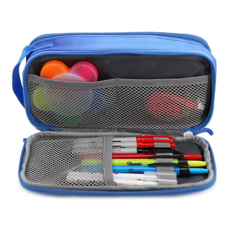 Doodle Pencil Case with Handle Strap in Blue Gradient - JWorldstore