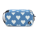 Doodle Pencil Case with Handle Strap in Denim Heart - JWorldstore