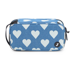 Doodle Pencil Case with Handle Strap in Denim Heart - JWorldstore