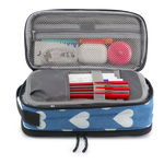 Doodle Pencil Case with Handle Strap in Denim Heart - JWorldstore