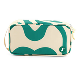 Doodle Pencil Case with Handle Strap in Green Swirl