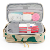 Doodle Pencil Case with Handle Strap in Green Swirl