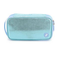 Doodle Pencil Case with Handle Strap in Metallic Teal - JWorldstore