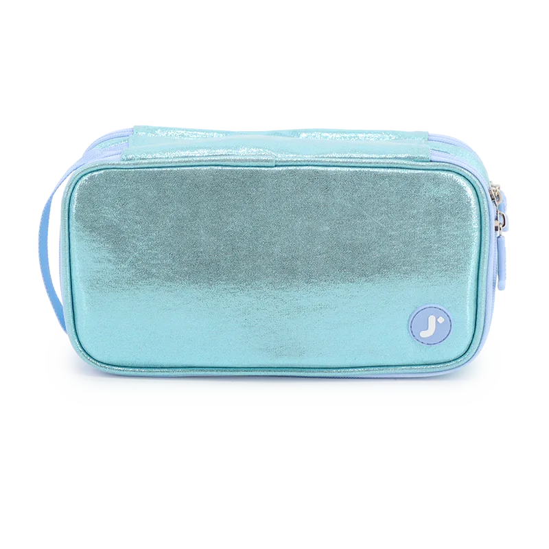 Doodle Pencil Case with Handle Strap in Metallic Teal - JWorldstore